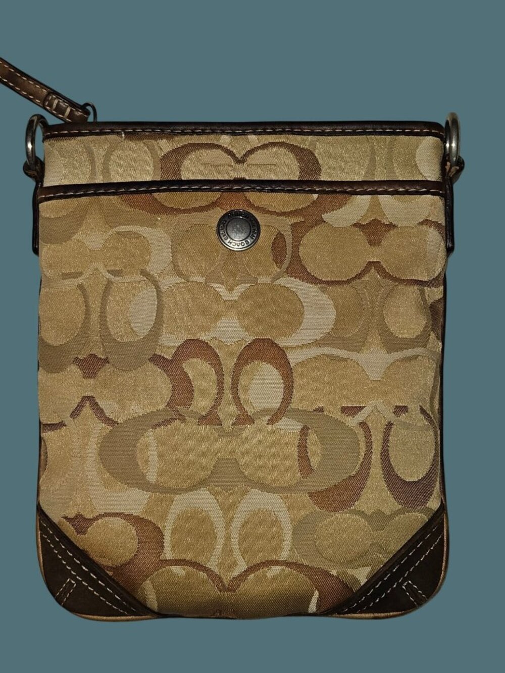 Coach Y2K Preppy Signature Swing Pack Crossbody Bag- Canvas/Suede/Leather